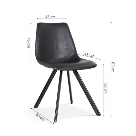 Chair Restaurant Cafe And Horeca - Chair Industrial Vintage Toby  Black