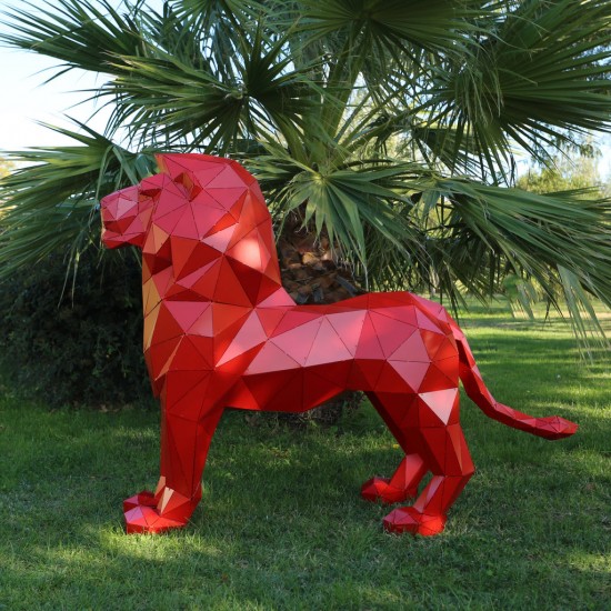 LUI XXL - Sculpture Lion Debout en Métal