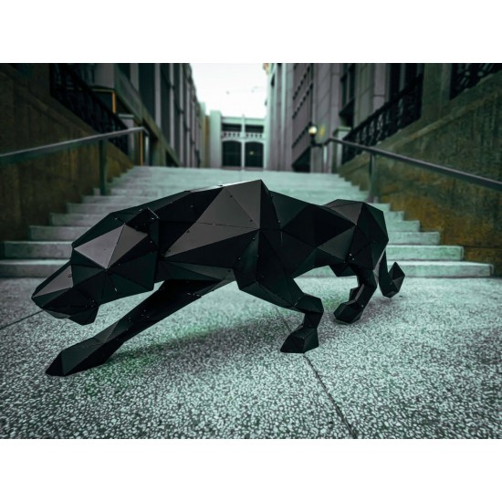 PANTHER L - Handmade Metal Panther Statue