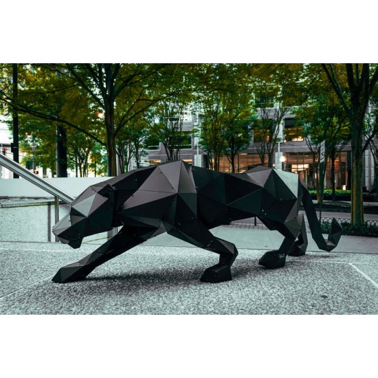 PANTHER L - Handmade Metal Panther Statue